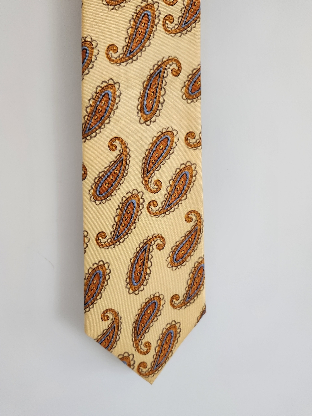 Vintage Burberrys Of London Silk Neck Tie Paisley Yellow